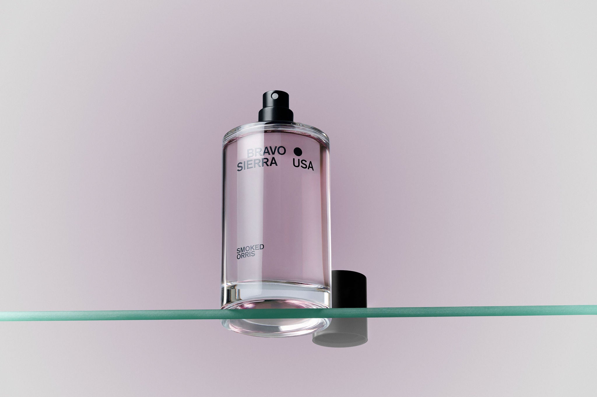 Bravo Sierra Smoked Orris perfume, 100ml clear glass bottle with black cap, elegant scent.
