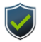 Shield icon with green checkmark, symbolizing security and trustworthiness in products.