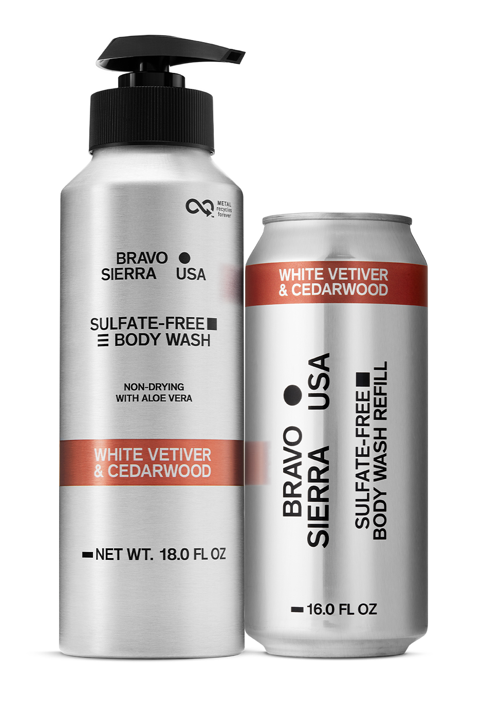 SULFATE-FREE BODY WASH & REFILL - WHITE VETIVER & CEDARWOOD