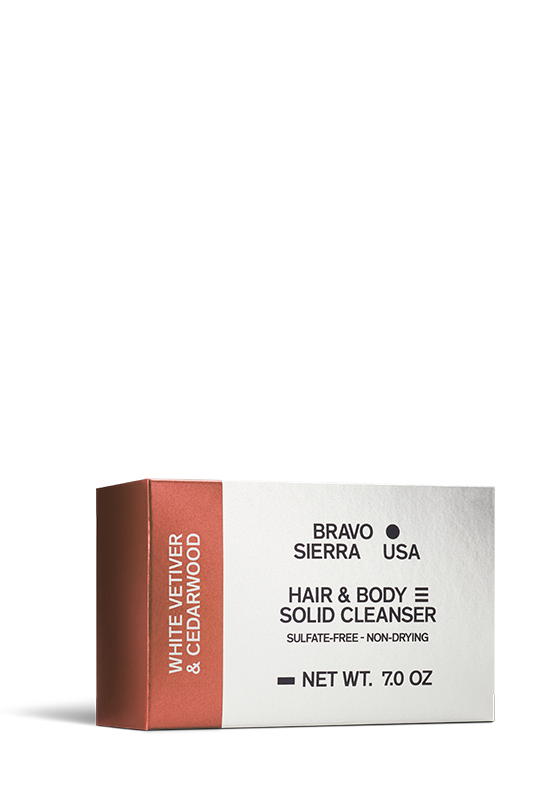 HAIR & BODY SOLID CLEANSER - WHITE VETIVER & CEDARWOOD